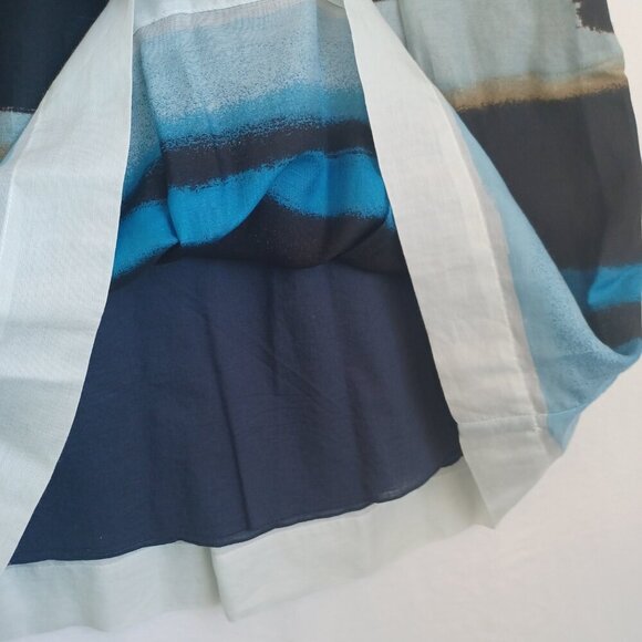 Nic + Zoe Skirt Blue Cotton Silk Blend Abstract Ombre Art to Wear Womens 8 Pet - Picture 5 of 10